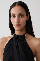 Yuna Draped Hardware Top - Black