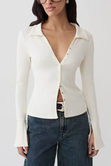Analisa Button Down Long Sleeve Top - Ivory