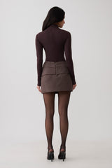 Annabel Long Sleeve High Neck Bodysuit - Chocolate