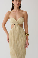 Dana Cut Out Hardware Maxi Dress - Lime Gold