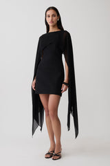 Triana Chiffon Overlay Mini Dress - Black