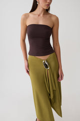Sault Hankie Midi Skirt with Hardware - Martini Olive