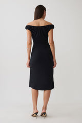 Alize Cupro Knee Length Dress - Black