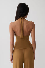 Daine Peached Jersey Halter Top - Caramel