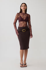 Brooke Suiting Midi Skirt - Burgundy