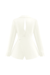 Ada Tailored Satin Blazer - Ivory