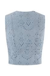 Arla Sleeveless Broderie Top - Pale Cornflower Blue