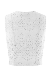Arla Sleeveless Broderie Top - White
