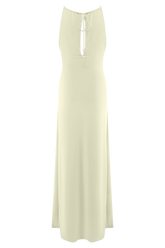 Beryl Slinky Maxi Dress With Pearls - Ivory