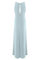 Beryl Slinky Maxi Dress With Pearls - Pale Blue