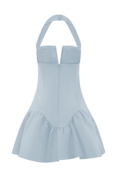 Calipso Halter Mini Dress - Cornflower Blue