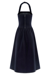 Caroline Denim Halter Midi Dress - Indigo Blue