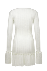 Daphne Pointelle Long Sleeve Mini Dress - Ivory