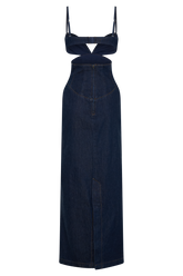 Amila Denim Cupped Maxi Dress - Indigo Blue