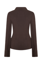 Annalee Cotton Beaded Tie Shirt - Dark Espresso