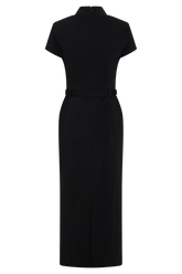 Arwyn Short Sleeve Crepe Midi Dress - Black