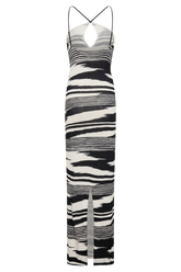Ashtin Cross Front Knit Maxi Dress - Linear Shift Print
