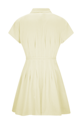 Aysha Buttoned Linen Mini Dress - Lemon