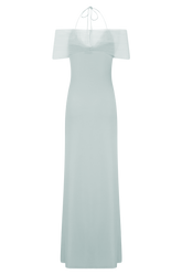 Bernadina Mesh And Slinky Halter Maxi Dress - Pale Blue