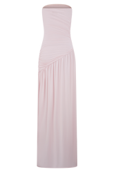 Bex Strapless Slinky Maxi Dress With Split - Pale Pink