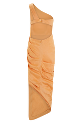 Birgit Linen Midi Dress With Hardware - Deep Peach