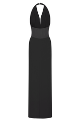 Bonnie Slinky And Lace Maxi Dress - Black
