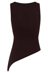Brock Asymmetrical Neckline Knit Top - Dark Chocolate