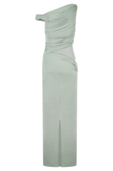 Callen One Shoulder Slinky Maxi Dress - Sage