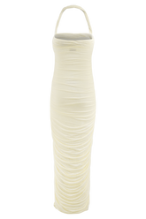 Camila Ruched Halter Midi Dress - Ivory