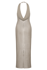 Carnation Sequin Halter Midi Dress - Gold
