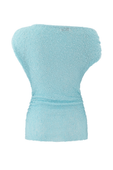 Chloe Off Shoulder Boucle Knit Top - Light Blue