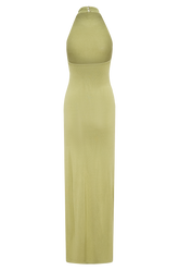 Cindylou Halter Knit Maxi Dress - Light Olive