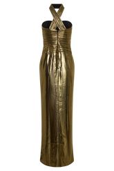 Clemence Plisse Maxi Dress - Gold