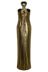 Clemence Plisse Maxi Dress - Gold