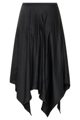 Coralie Asymmetric Satin Midi Skirt - Black