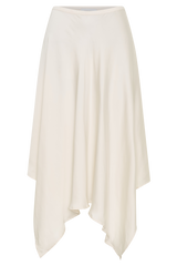 Coralie Asymmetric Satin Midi Skirt - Ivory