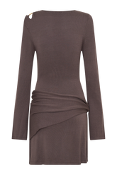 Cresida Knit Long Sleeve Mini Dress With Hardware - Peppercorn