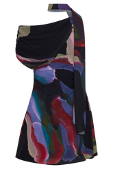Daisie Chiffon Mini Dress - Multi Fluid Reverie Print
