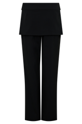 Daisy Wrap Skirt Straight Leg Pants - Black