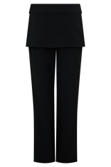Daisy Wrap Skirt Straight Leg Pants - Black