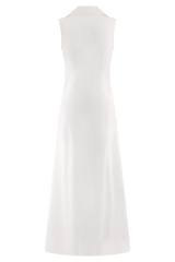 Dante Ruched Linen Midi Dress - White