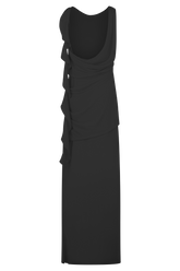 Daria Draped Chiffon Maxi Dress - Black