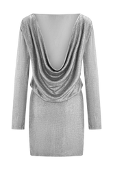 Darius Diamante Cowl Mini Dress - Silver