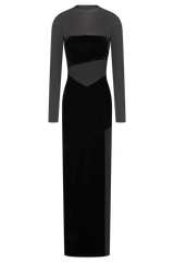 Davina Velvet And Mesh Maxi Dress - Black