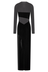 Davina Velvet And Mesh Maxi Dress - Black