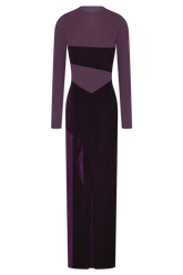 Davina Velvet And Mesh Maxi Dress - Purple