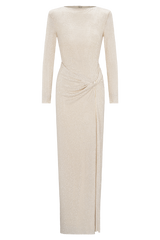 Deanna Long Sleeve Diamante Maxi Dress - Gold