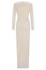 Deanna Long Sleeve Diamante Maxi Dress - Gold