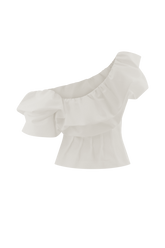 Debbie One Shoulder Bubble Top - White