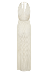 Deeliah Halterneck Crochet Maxi Dress - Ivory